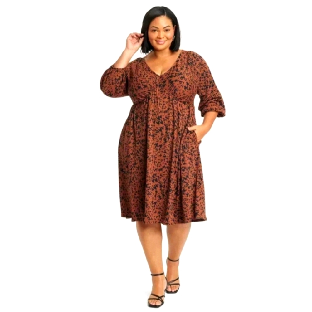 Three quart length sleeve dress with pockets